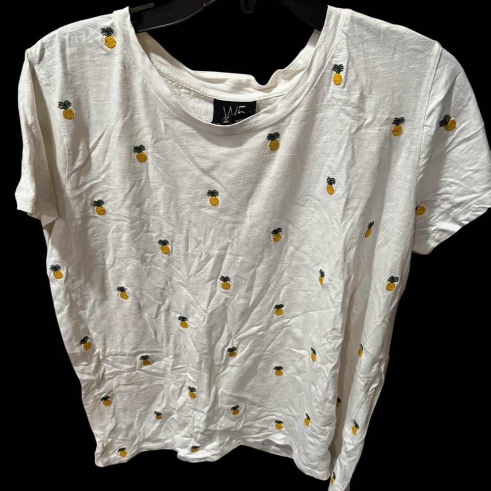 W5 White Tee with Pineapple Embroidery